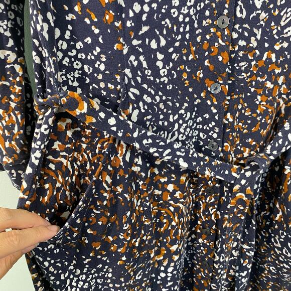 Garnet Hill Women Mixed Print Mavis Button Up Tie Waist Knit Dress Size S - Picture 5 of 9